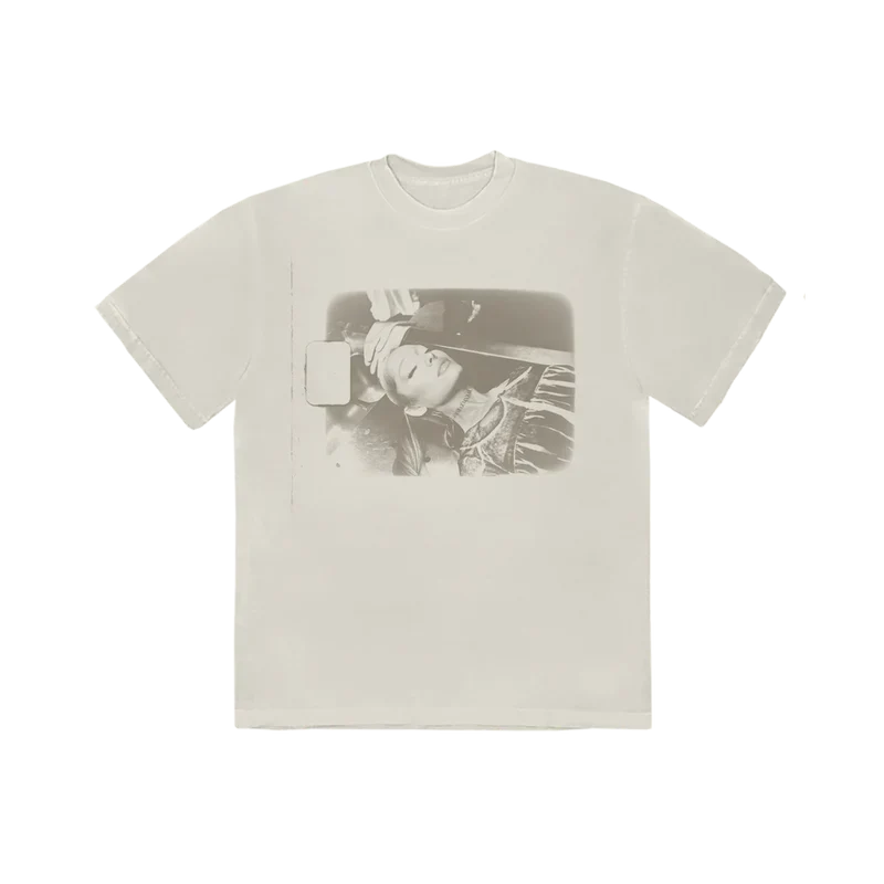 Cream Ariana Grande Hampstead photo T-shirt front view with dreamy monochrome portrait graphic artwork