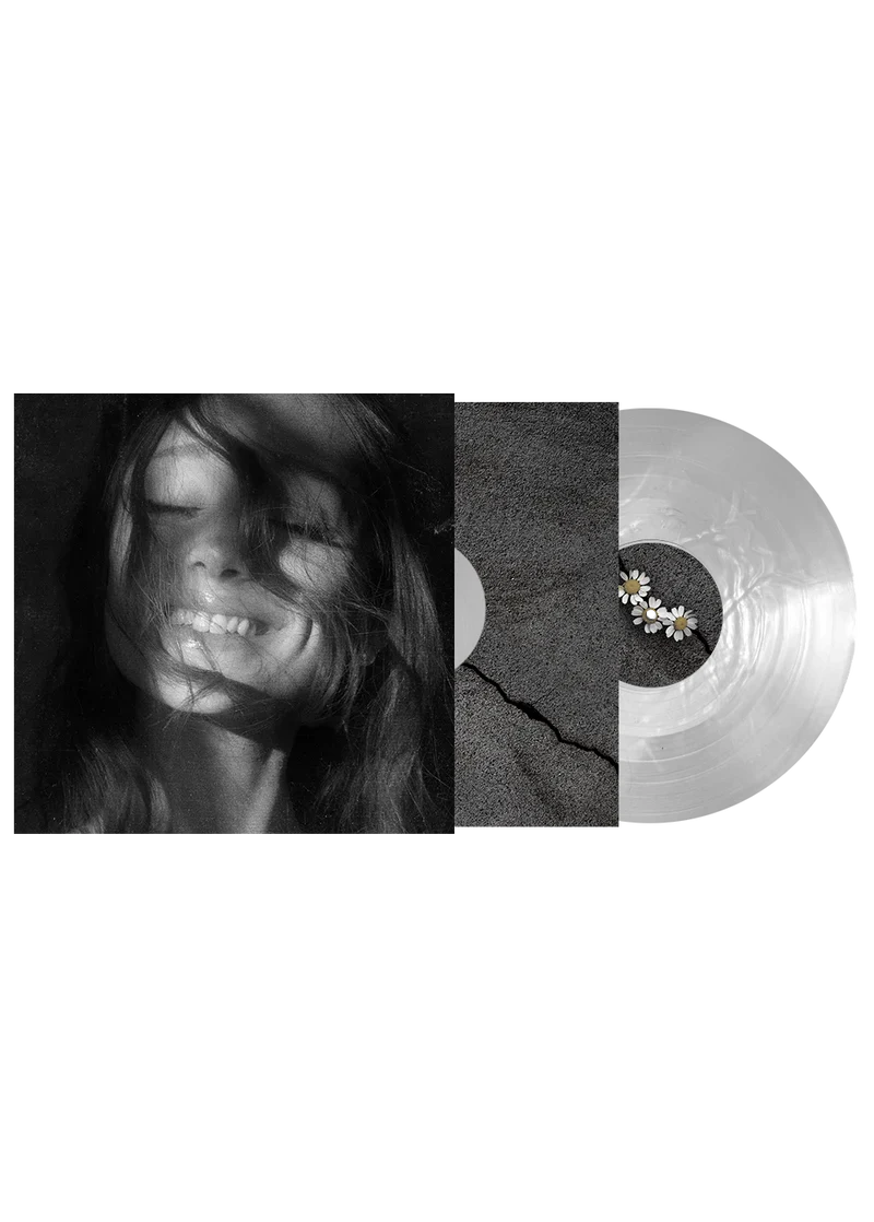 Ariana Grande Petal translucent pearly white vinyl LP with monochrome portrait cover and collectible packaging
