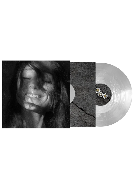 Ariana Grande Petal translucent pearly white vinyl LP with monochrome portrait cover and collectible packaging