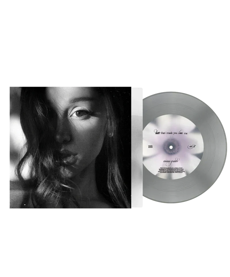 Gray hate that i made you love me 7 inch vinyl with monochrome portrait artwork and translucent LP front view