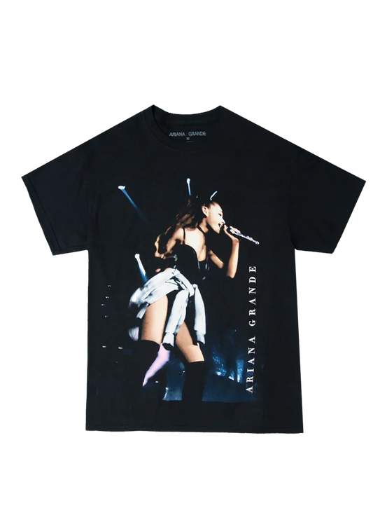 Black Ariana Grande My Everything live photo t-shirt with concert performance graphic front view