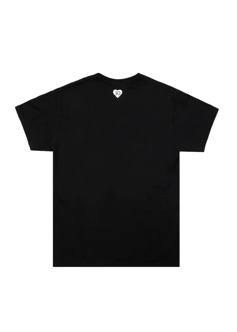 Black Ariana Grande t-shirt with white heart 10 graphic back view